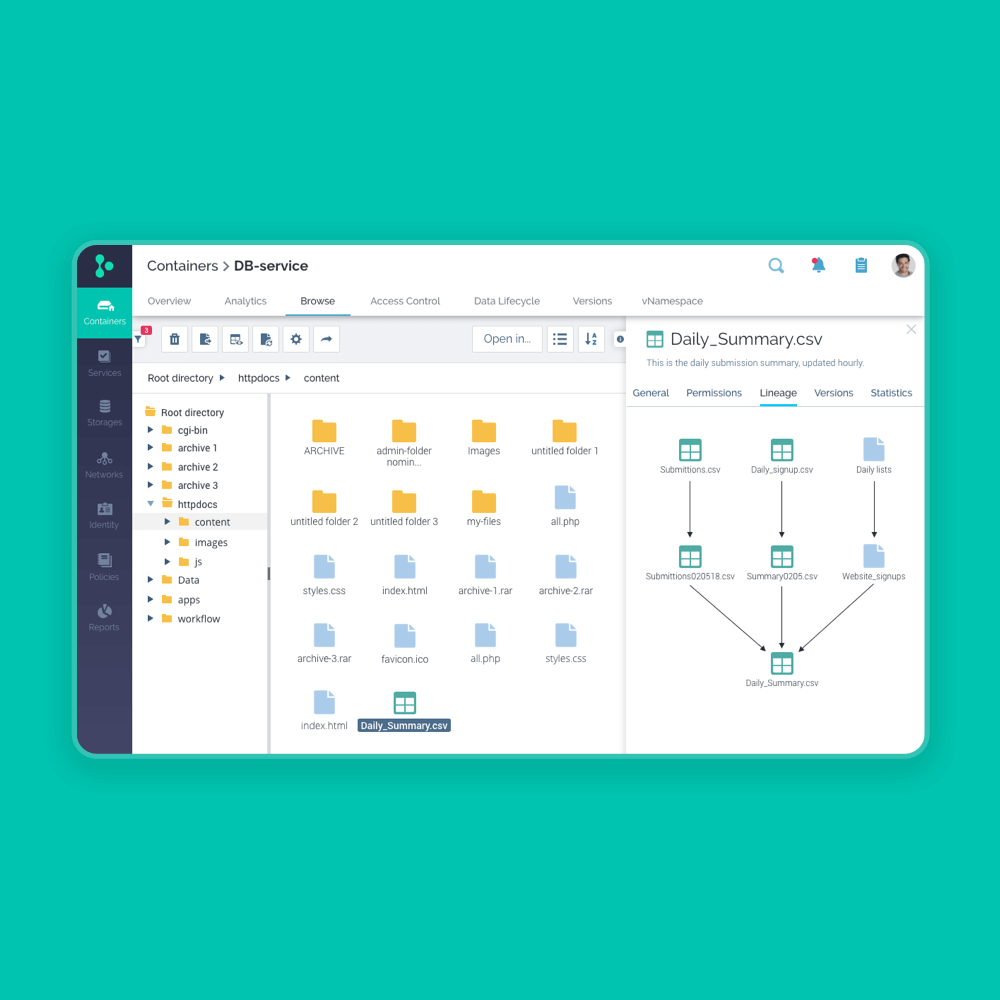 Iguazio platform ux ui files manager