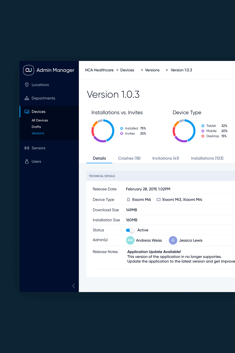 Donisi Health admin console ux ui 
