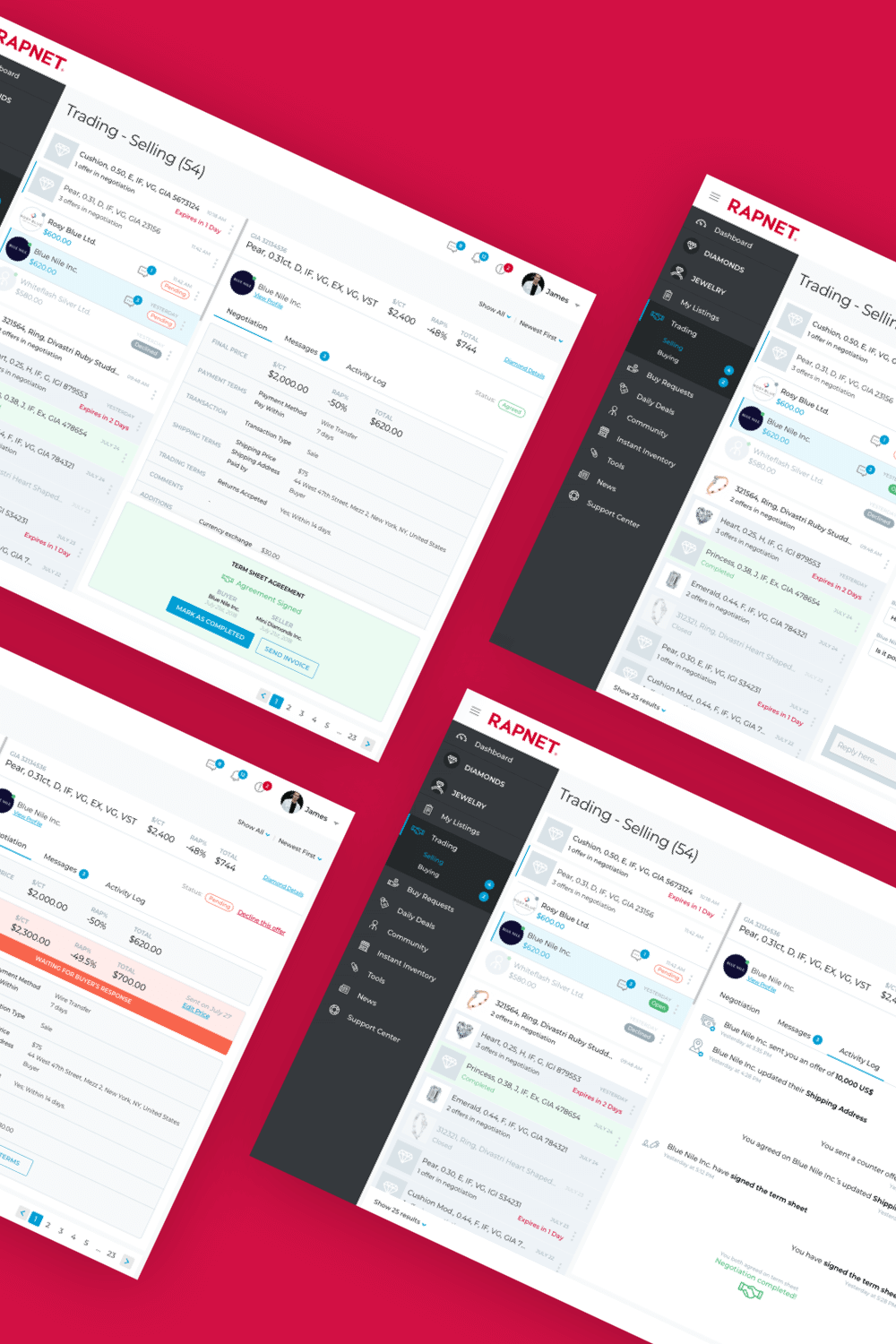 Rapaport RapNet Diamonds dashboard ux ui