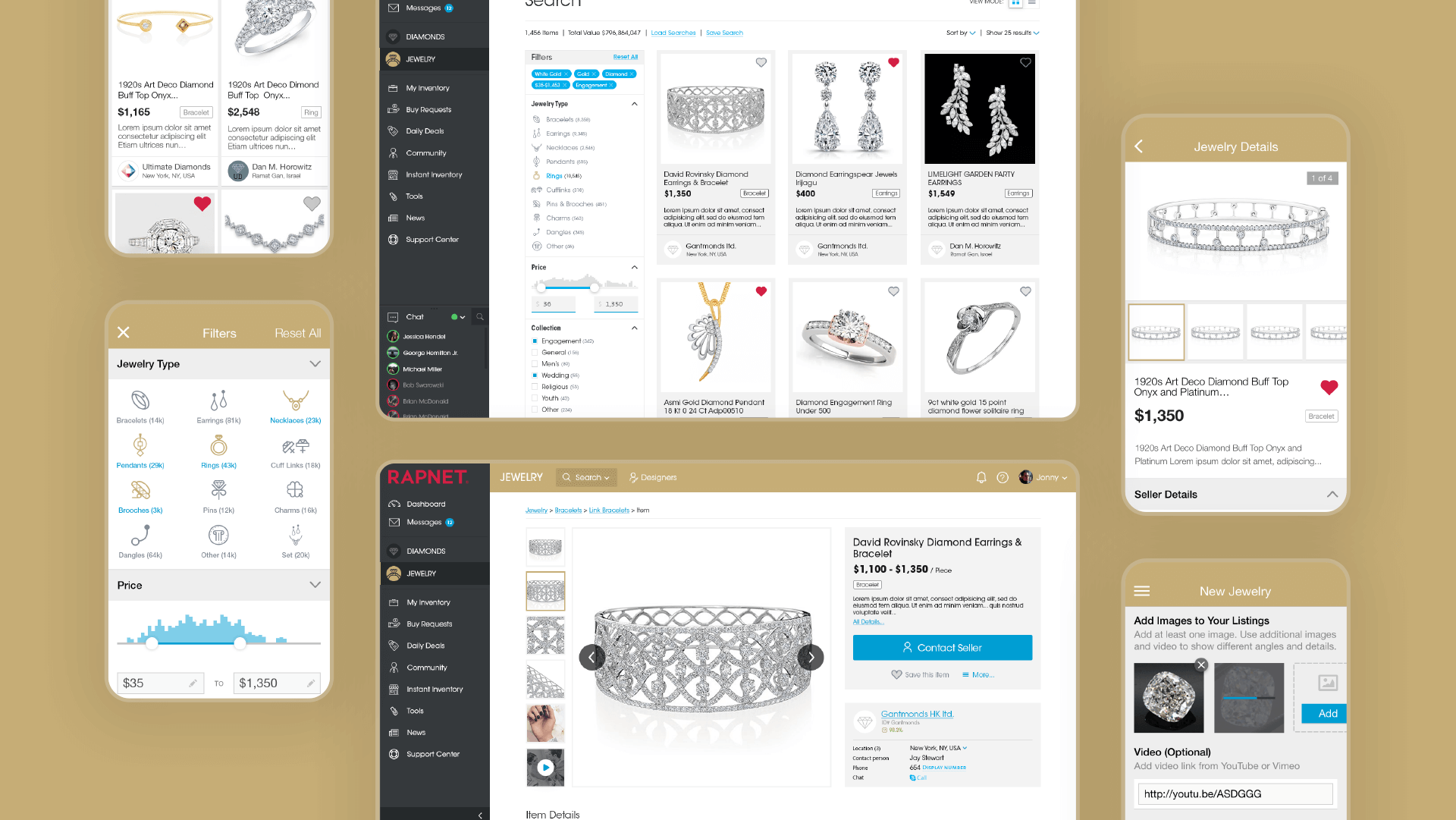 Rapaport RapNet Jewlery mobile app and dashboard