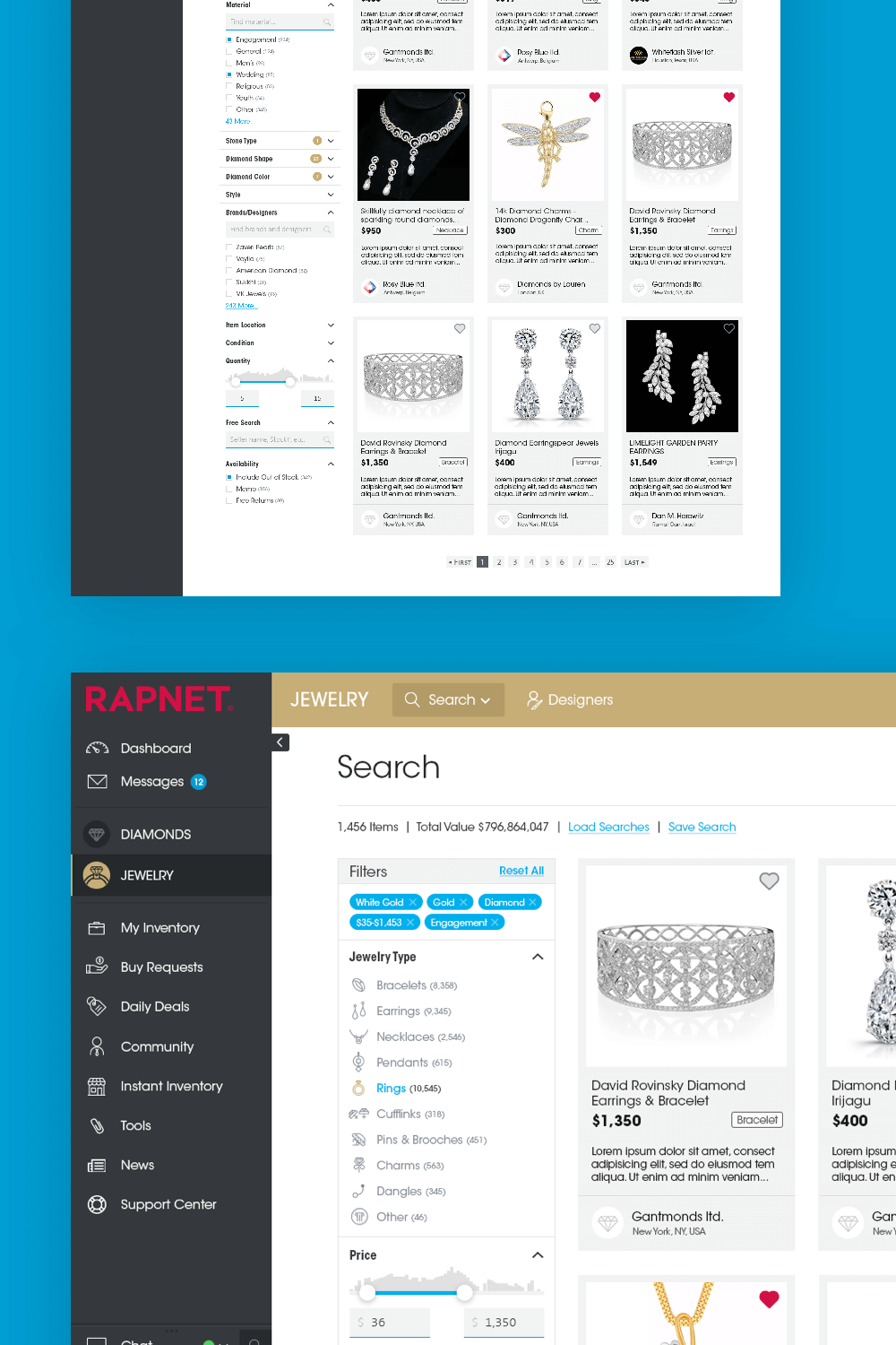 Rapaport RapNet Jewlery dashboard