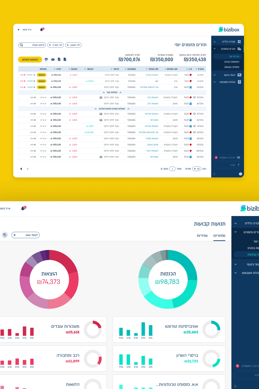 bizibox fintech dashboard ux ui